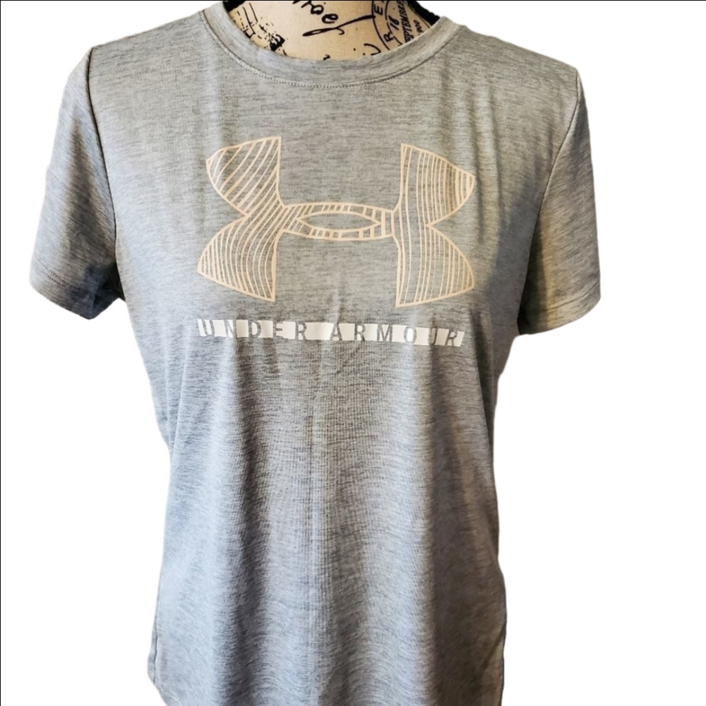 Under Armour Gray Pink Logo Graphic Tee Medium